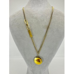 Gold Fil Desenli Kolye